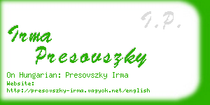 irma presovszky business card